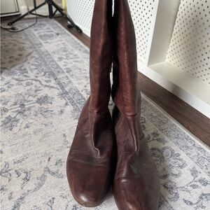 Frye Dark Brown Leather Heeled Boots